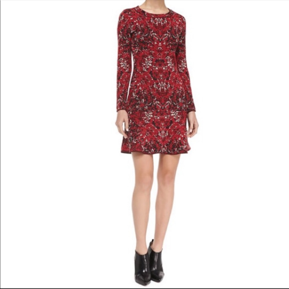 M Missoni Marble Jacquard Flounce Hem Dress